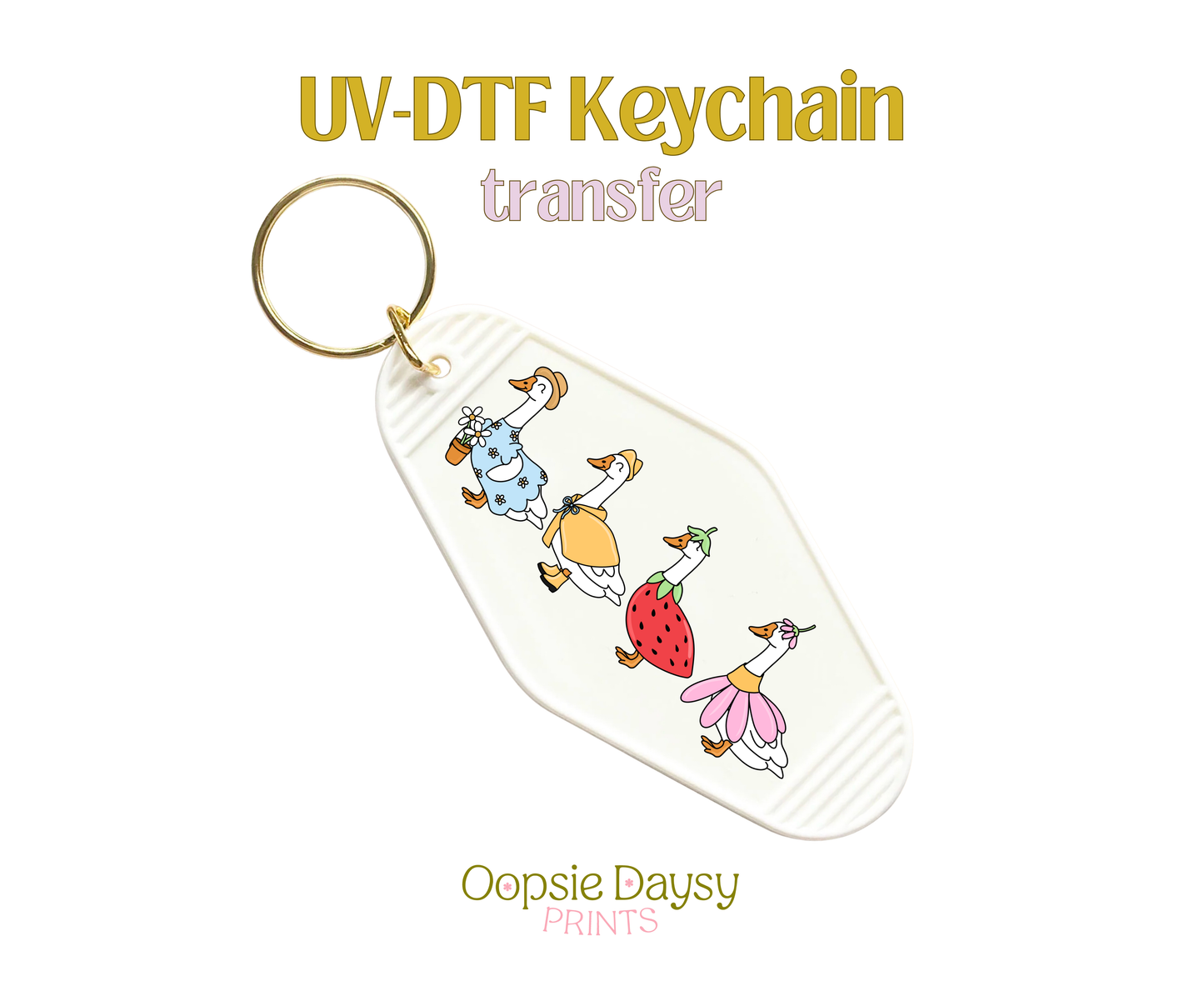 Spring Geese UV-DTF Keychain