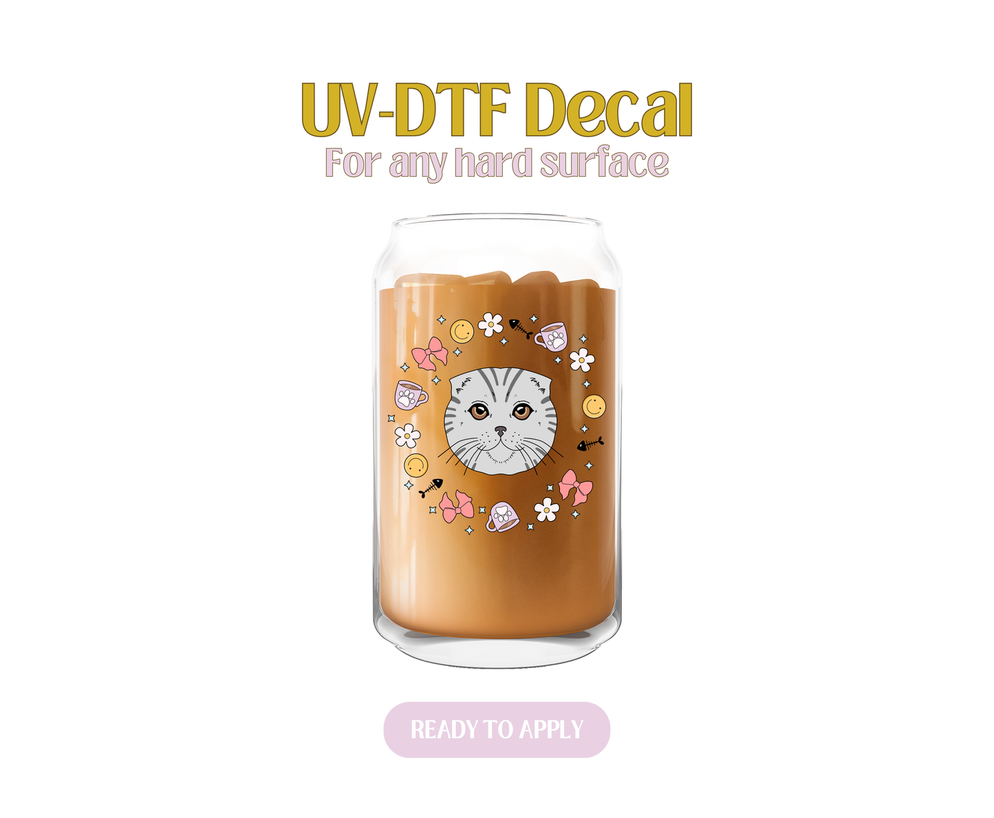 Spring Light Grey Cat UV-DTF Decal