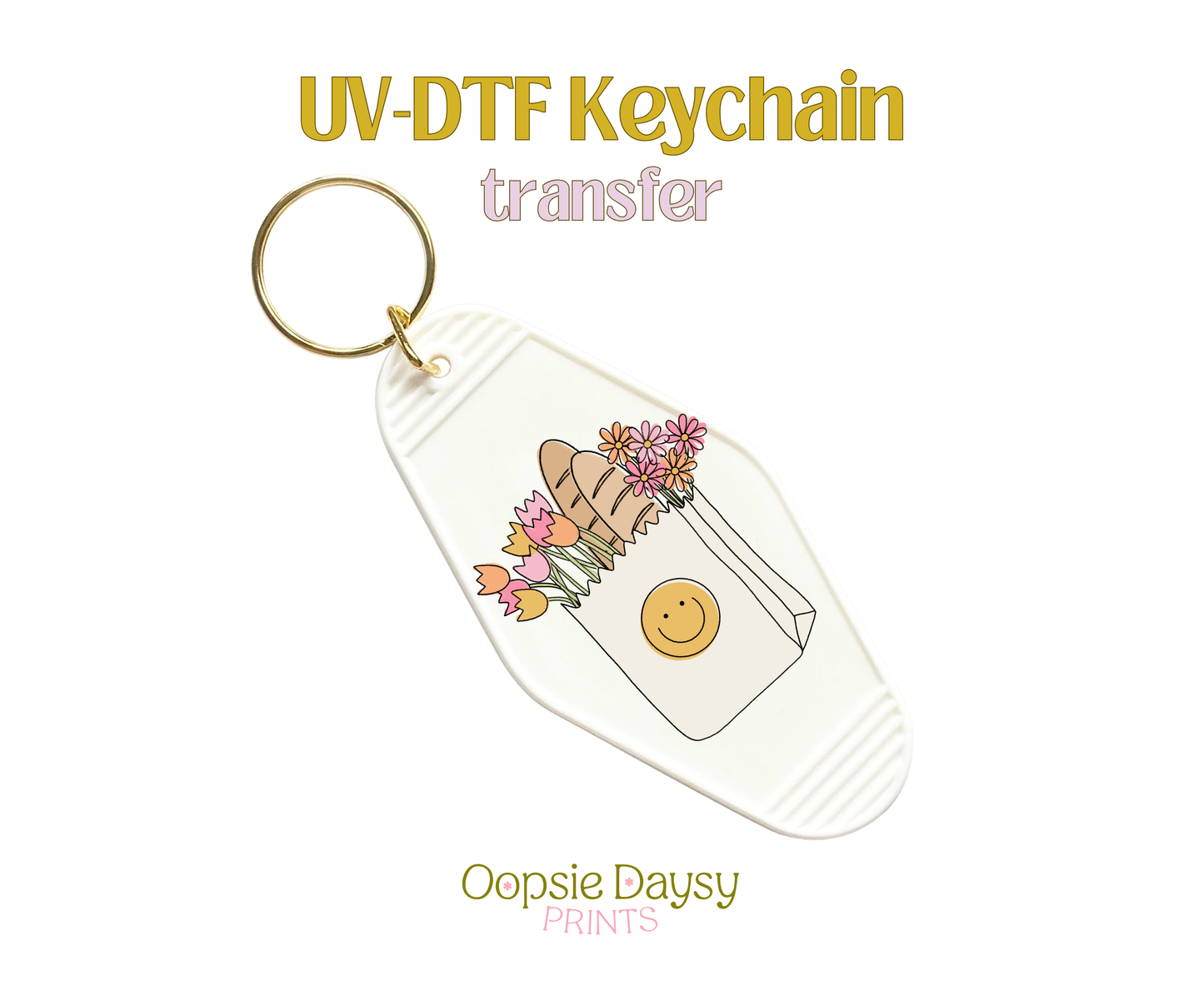 Spring Market Smiley Bag UV-DTF Keychain