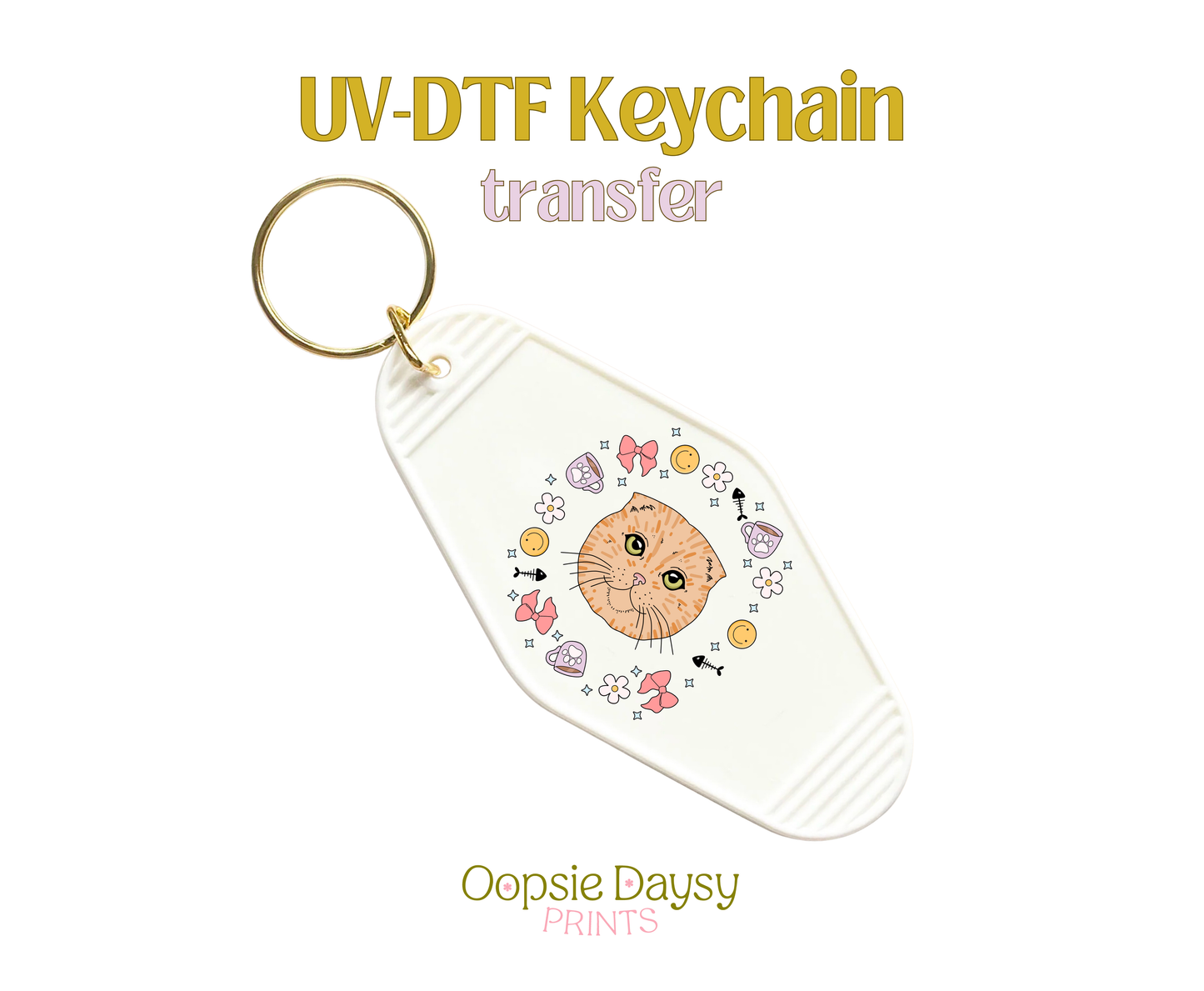 Spring TAbby Cat Vibes UV-DTF Keychain