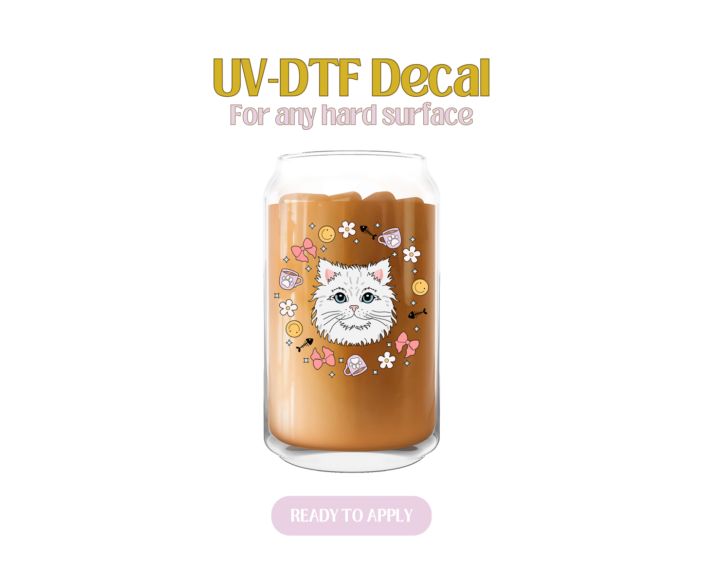Spring White Kitty Vibes UV-DTF Decal