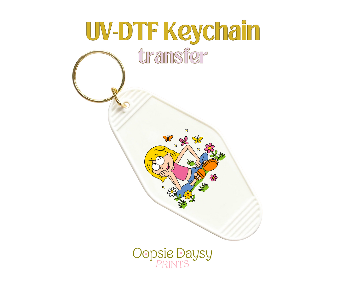 Springtime Lizzie UV-DTF Keychain