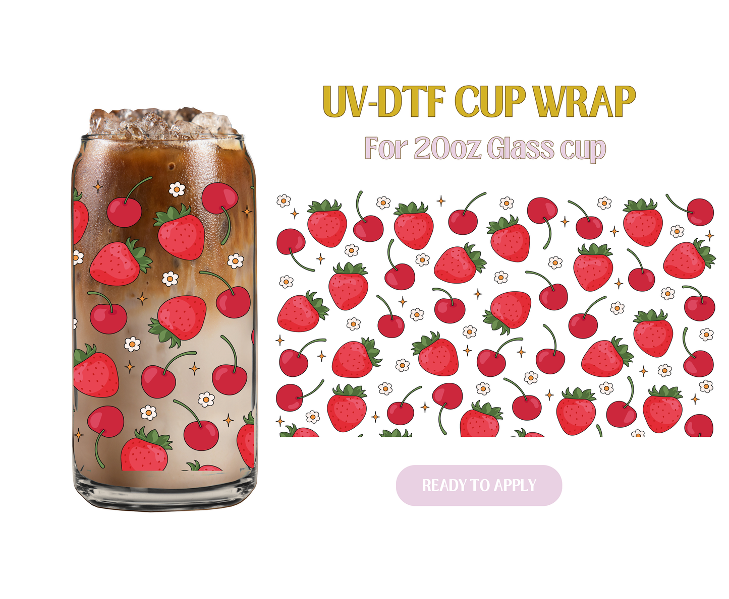 Strawberries & Cherries 20oz UV-DTF Wrap