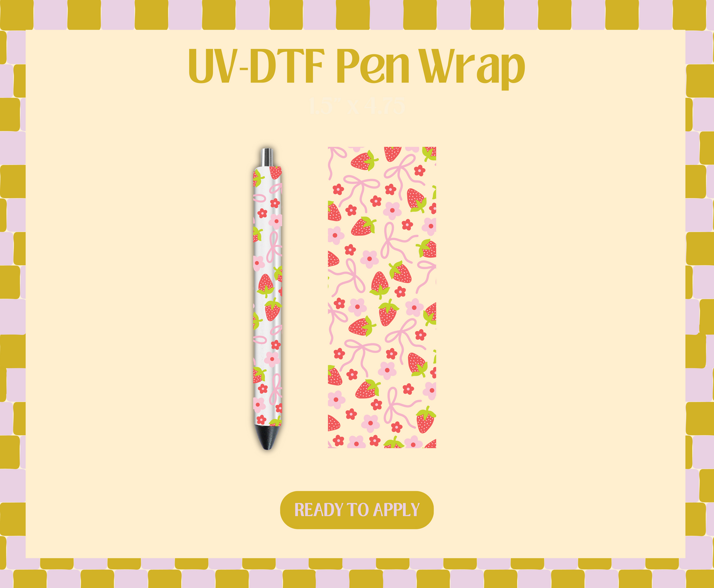 Strawberry Bow UV-DTF Pen Wraps
