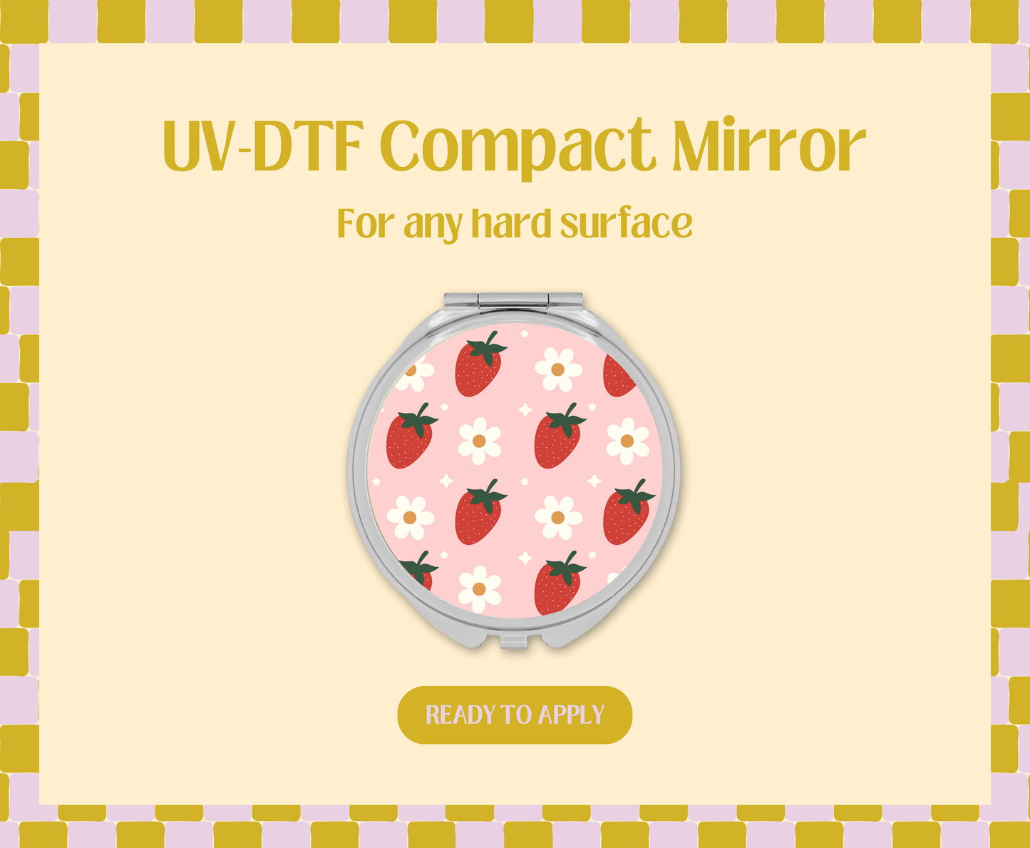 Strawberry Field UV-DTF Compact Mirror