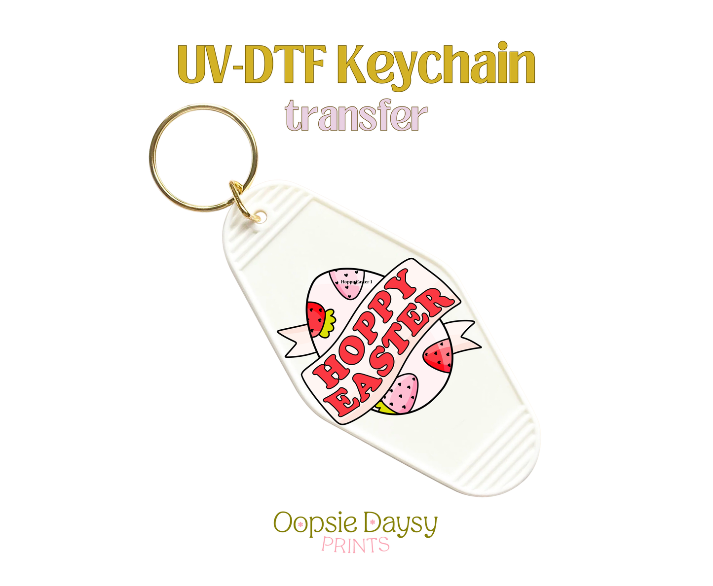 Strawberry Hoppy Easter UV-DTF Keychain