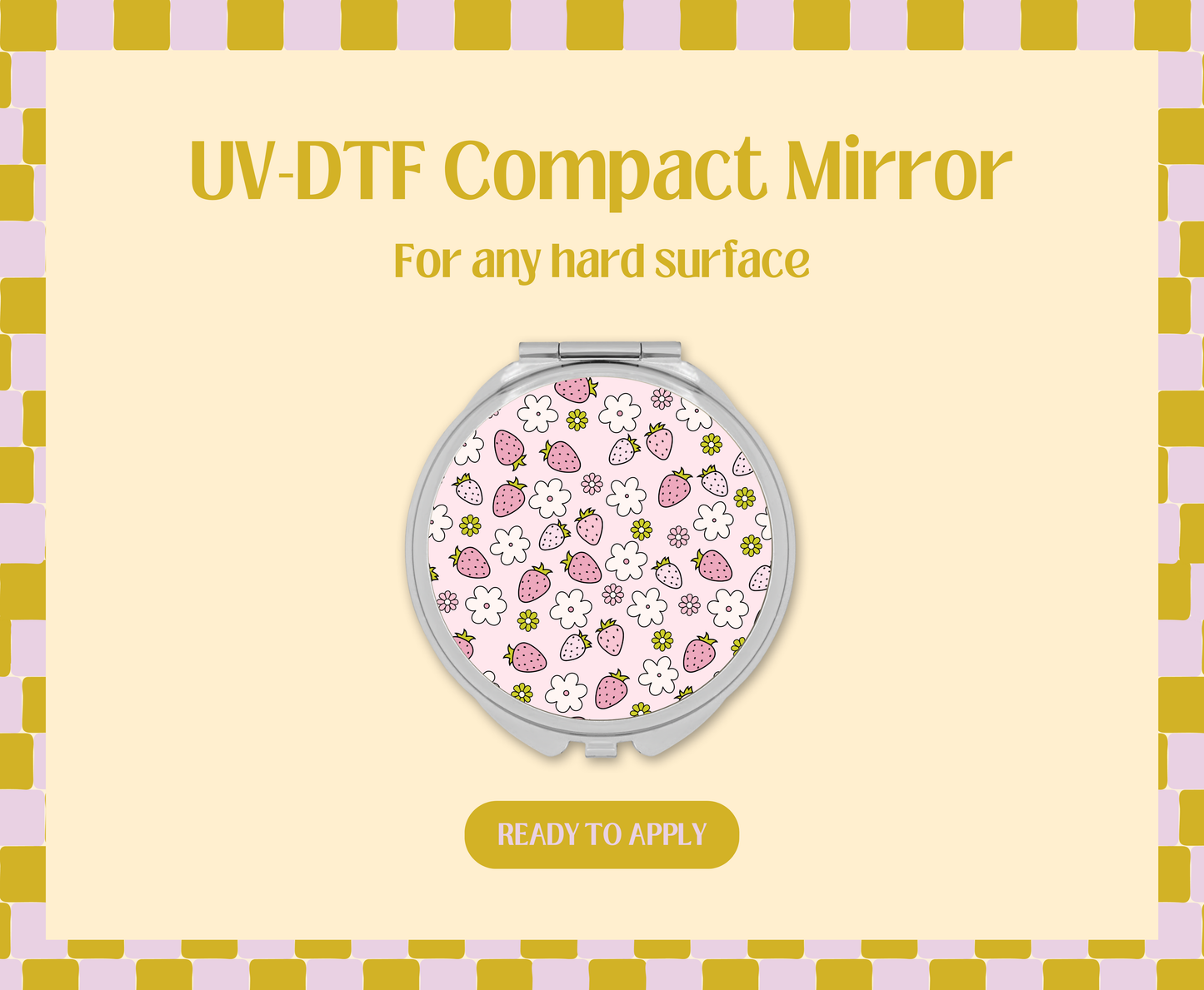 Strawberry Picnic UV-DTF Compact Mirror