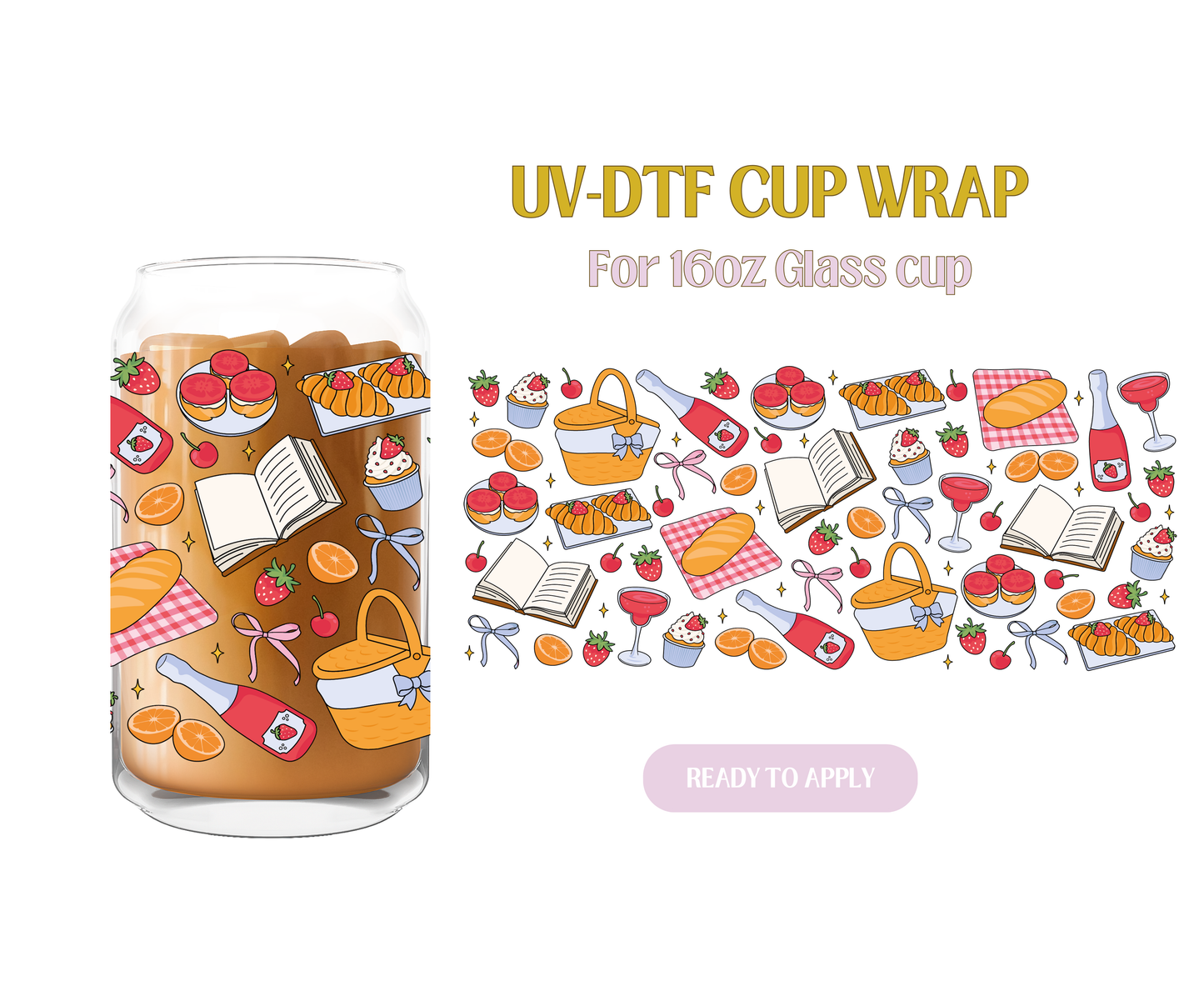 Sweet Strawberry Wine Picnic UV-DTF Wrap