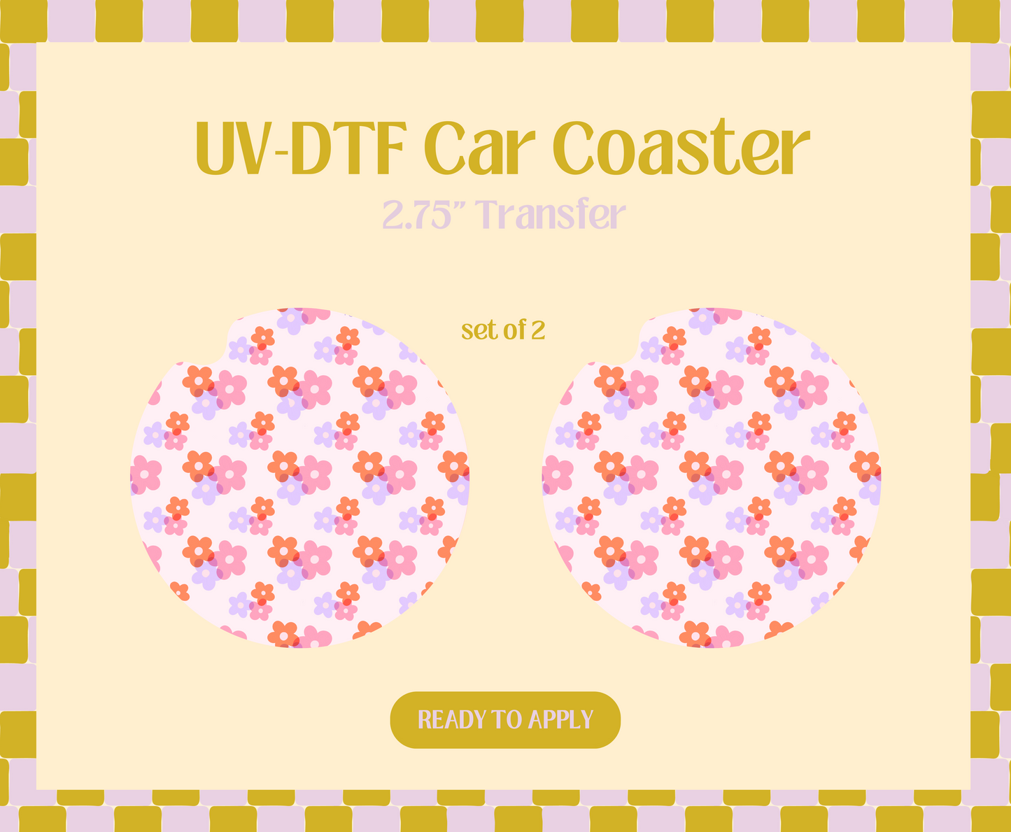 Sweet Florals UV-DTF Car Coaster