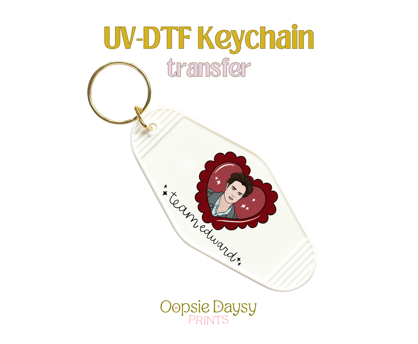 Team Edward Heart UV-DTF Keychain