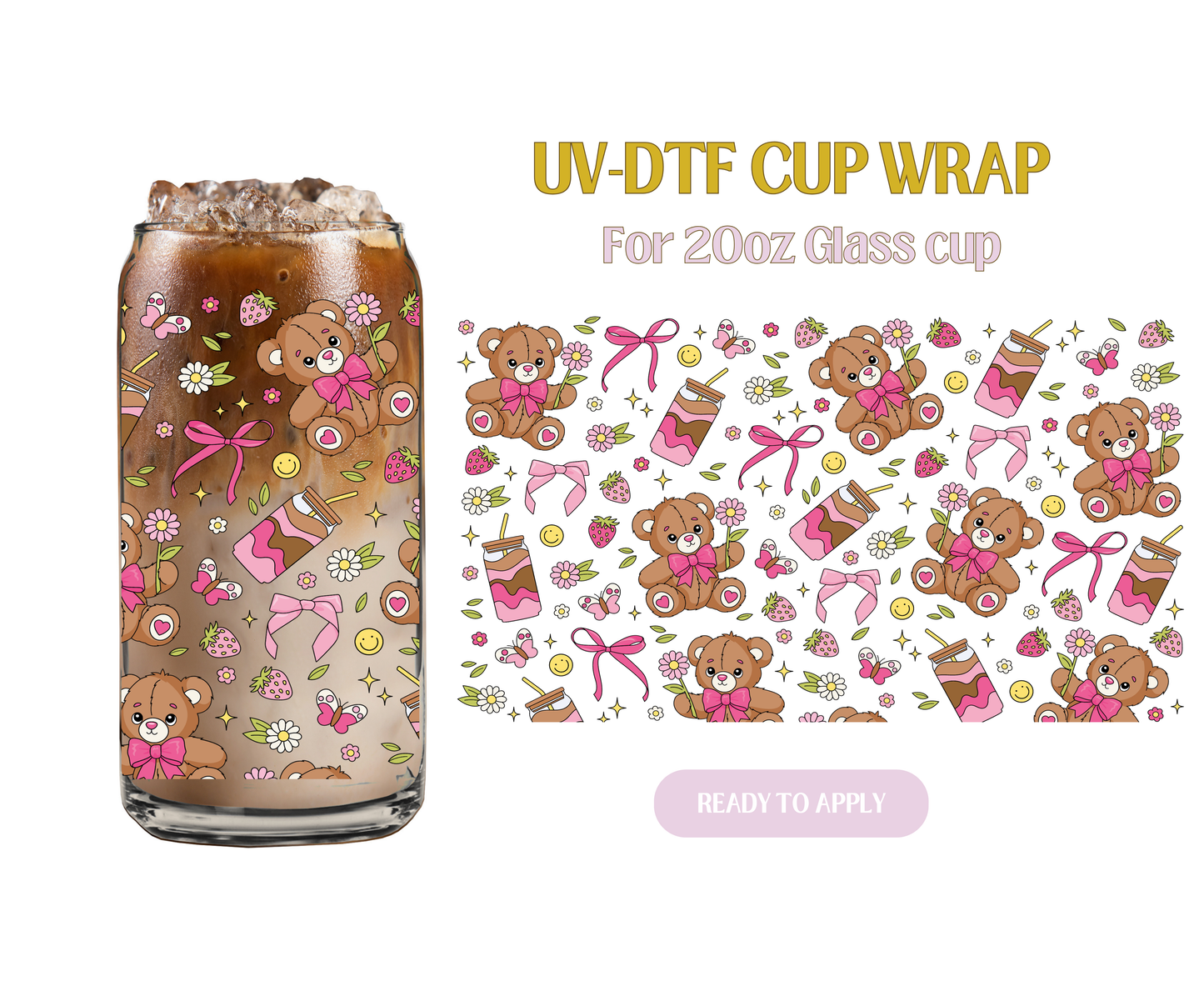 Teddy & Coffee 20oz UV-DTF Wrap