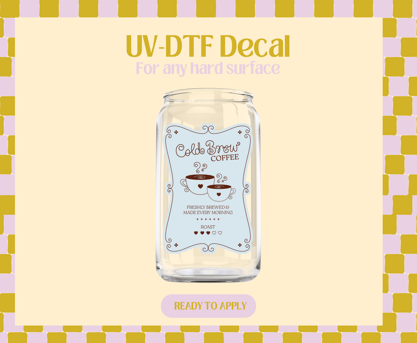 Vintage Cold Brew Label blue UV-DTF Decal
