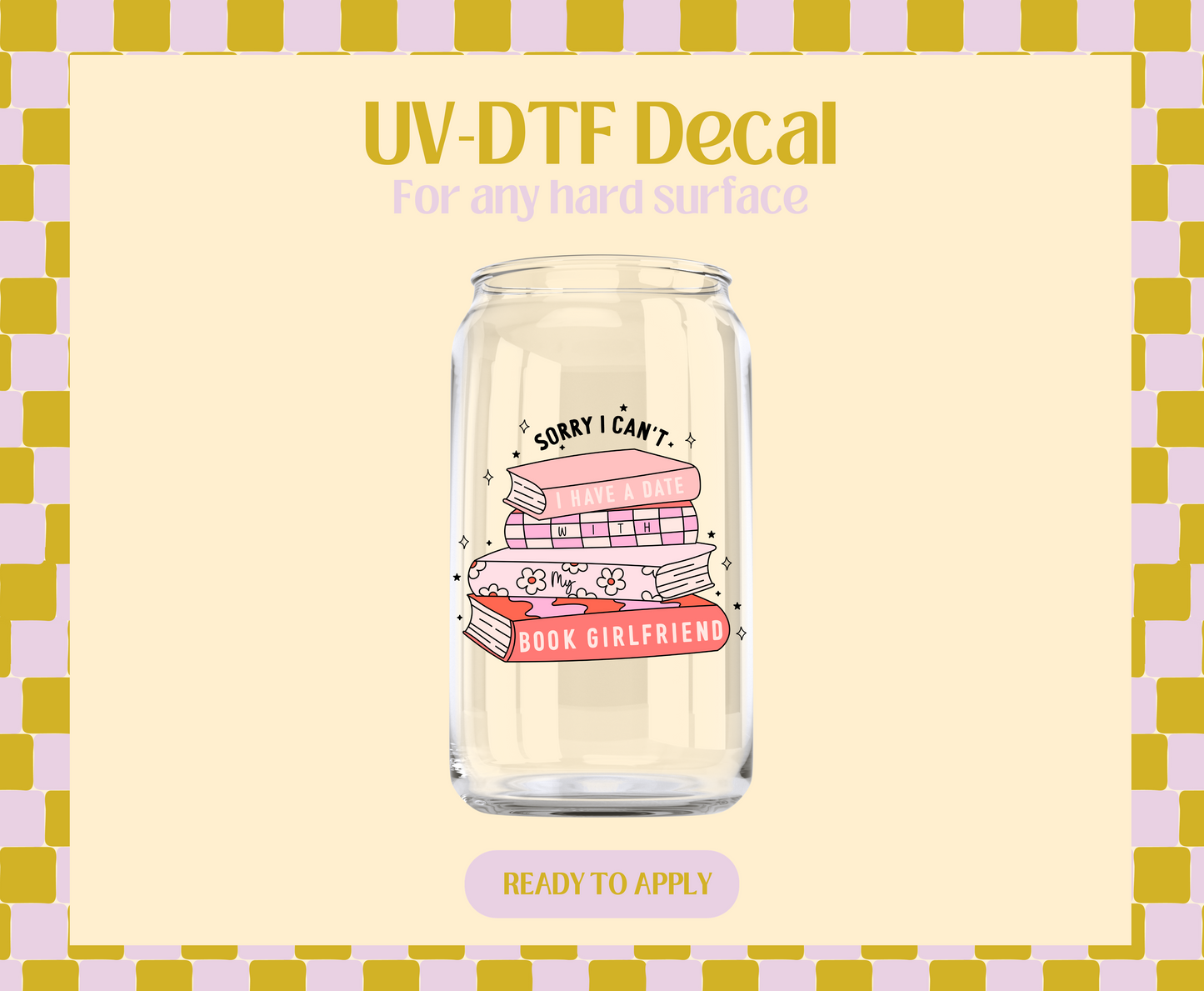 Book Girlfriend pink UV-DTF Decal