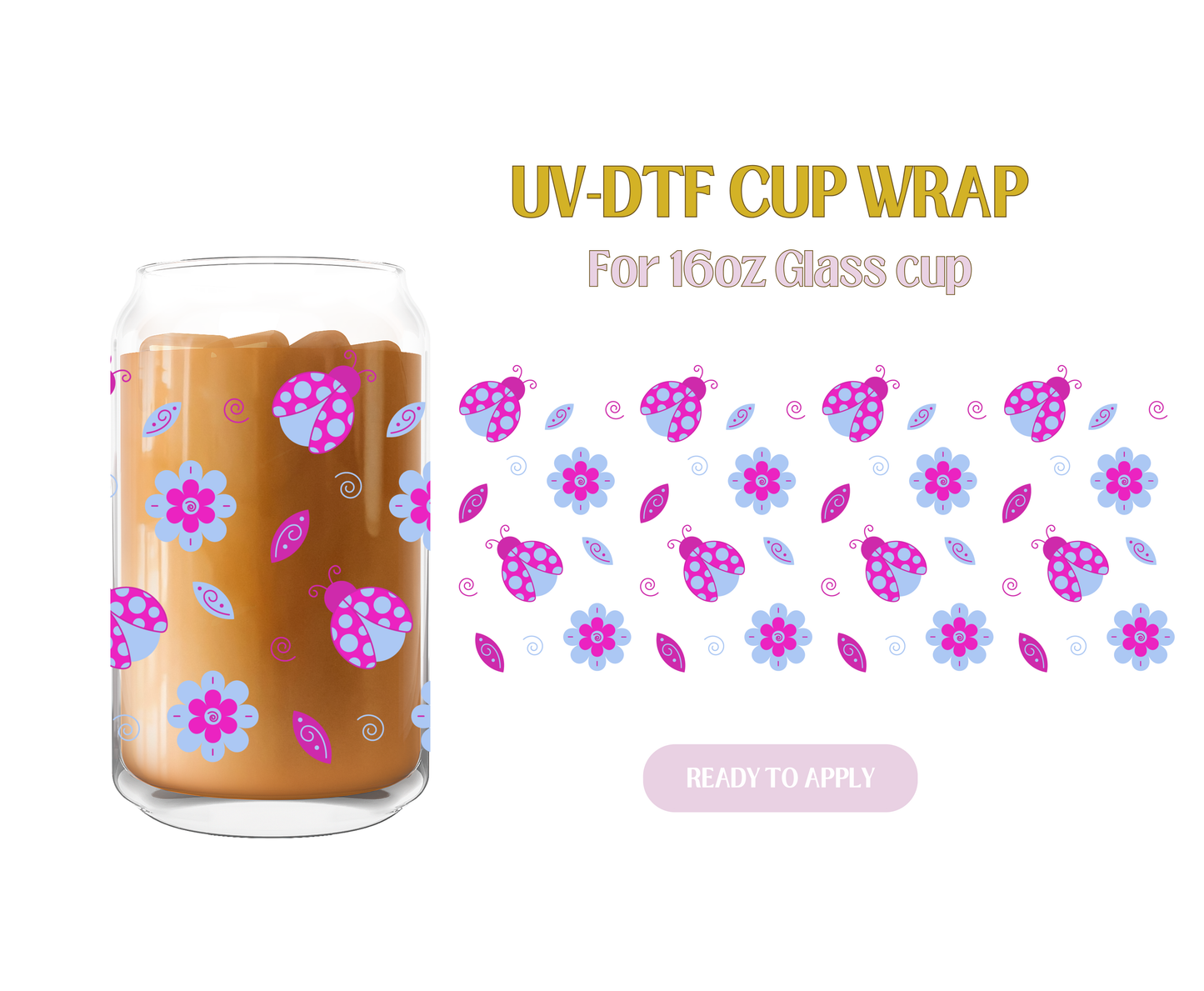 Ladybugs Purple UV-DTF Wrap
