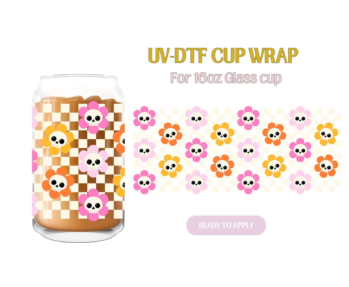 Skull Checker UV-DTF Wrap