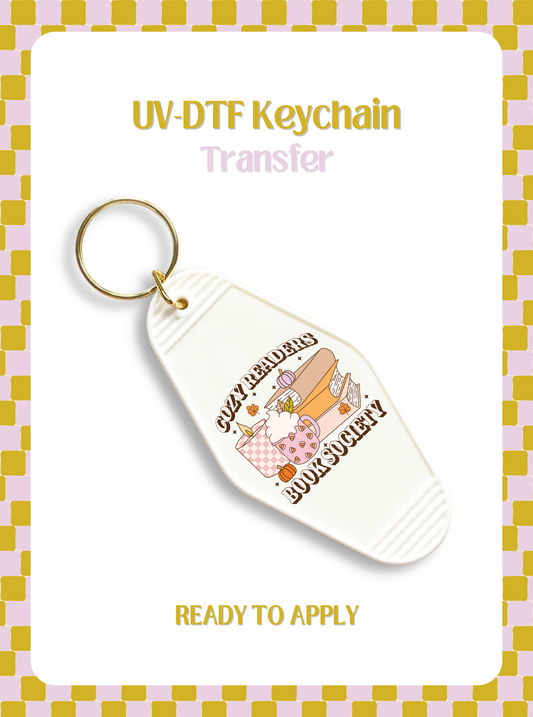 Cozy Reader Book Society UV-DTF Keychain