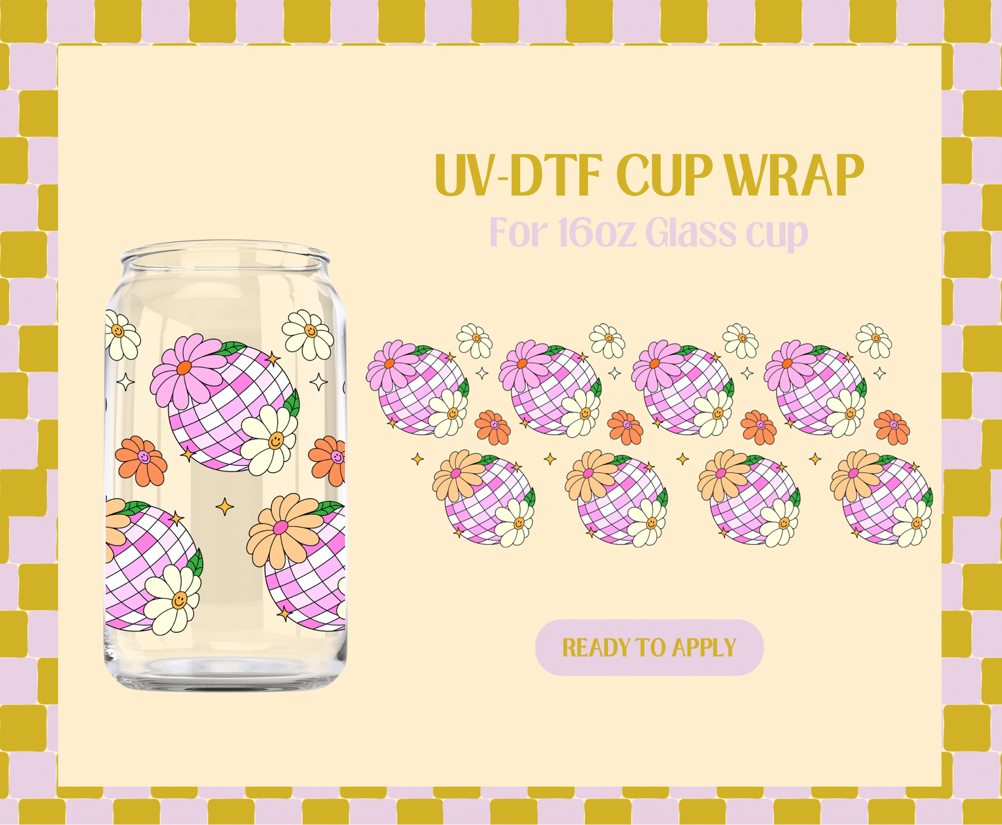 Disco Flowers UV-DTF Wrap