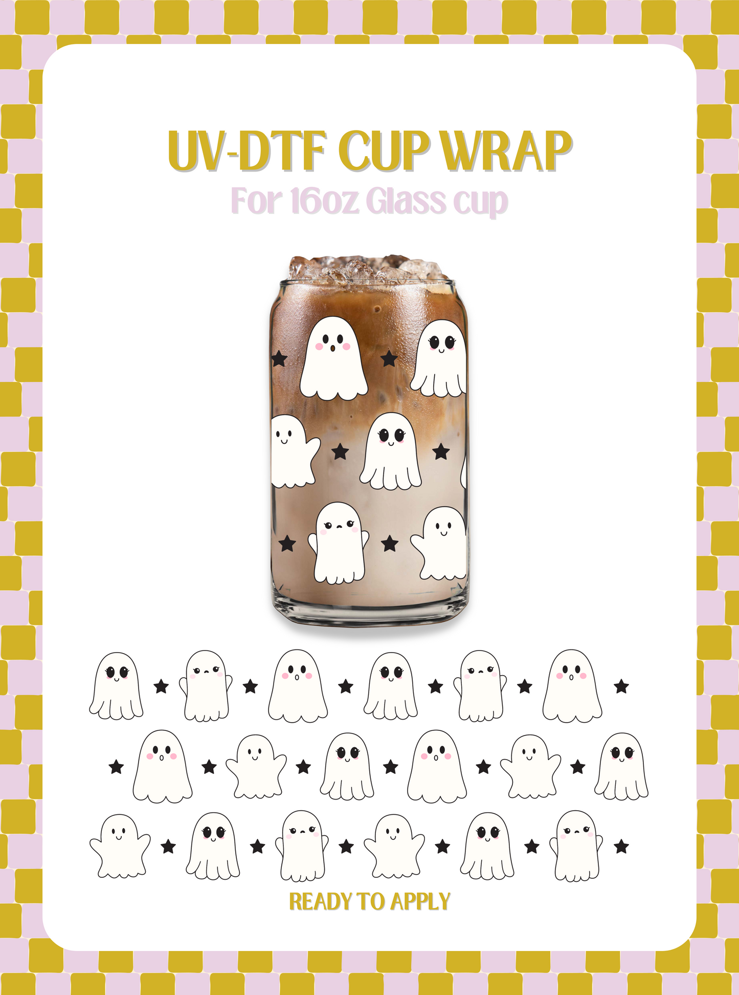 Adorable Ghosties and Stars UV-DTF Wrap