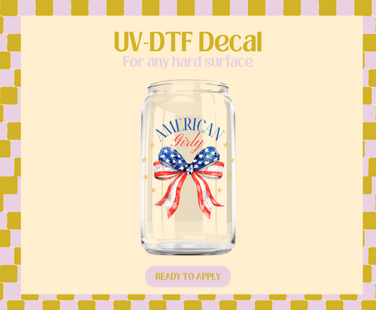 American Girly Flag Bow UV-DTF Decal