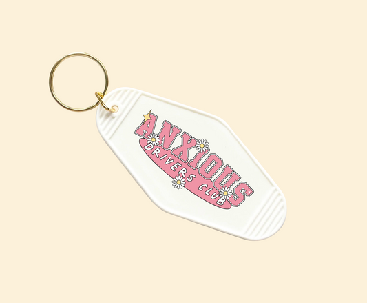 Anxious drivers club pink UV-DTF Keychain