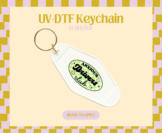 Anxious Drivers Club Green Checkers UV-DTF Keychain