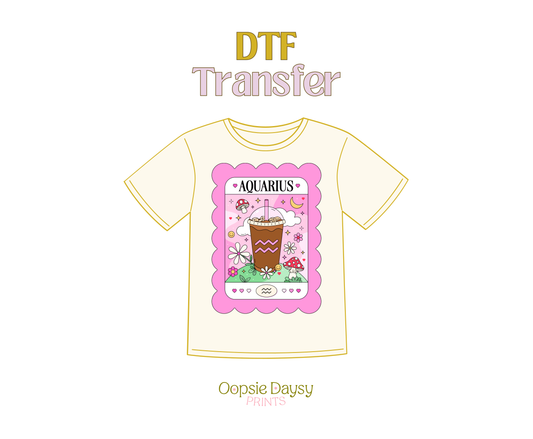 Aquarius Pink Iced Coffee DTF Transfer