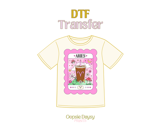 Aries Pink Iced Coffee DTF Transfer