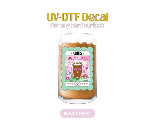 Aries Teal Iced Coffee UV-DTF Decal