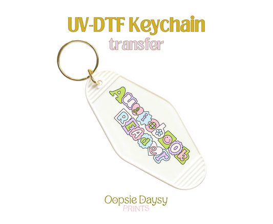 Audio Book Reader Blue Green UV-DTF Keychain
