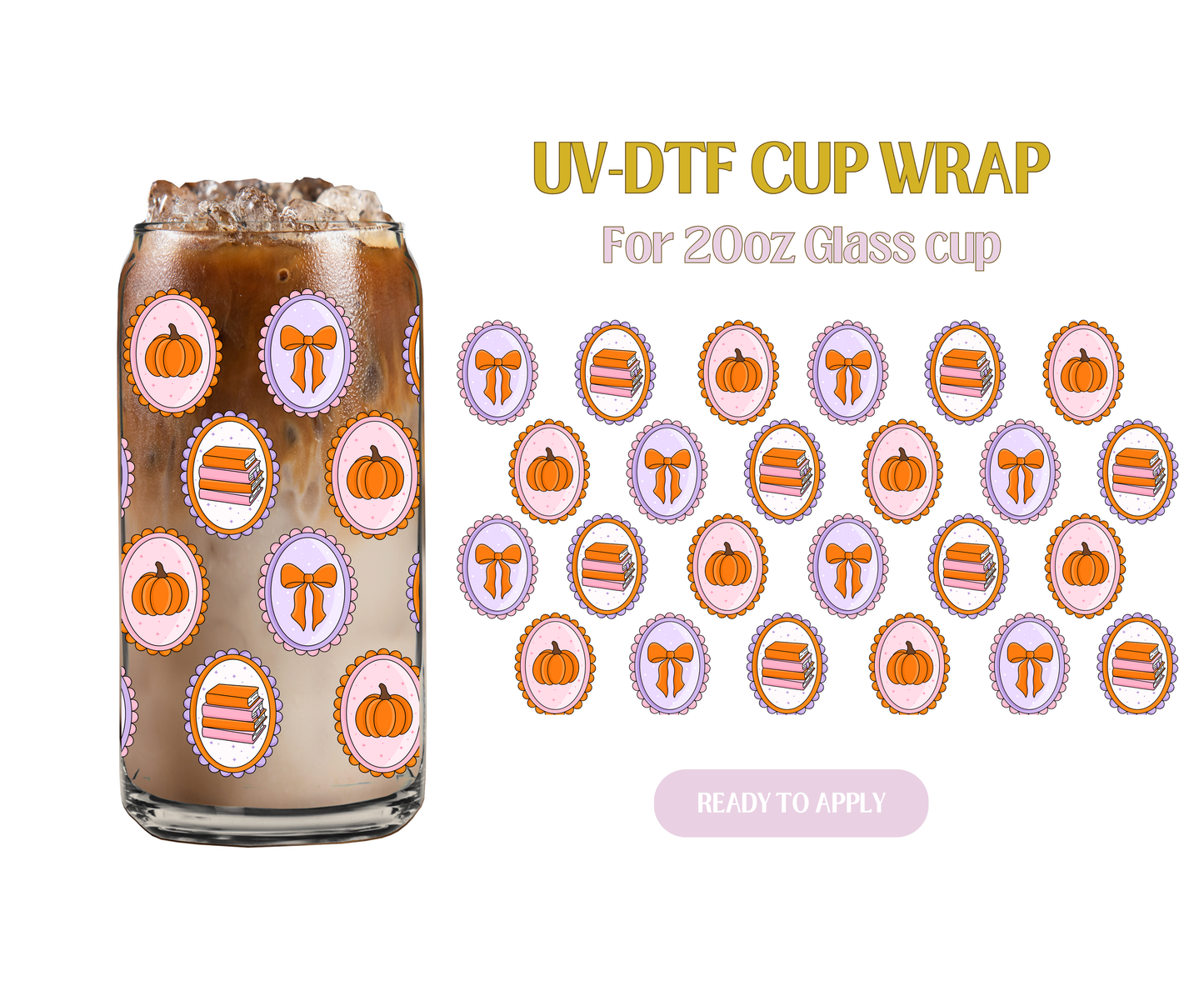 Autumn Bookish Frames 20oz UV-DTF Wrap