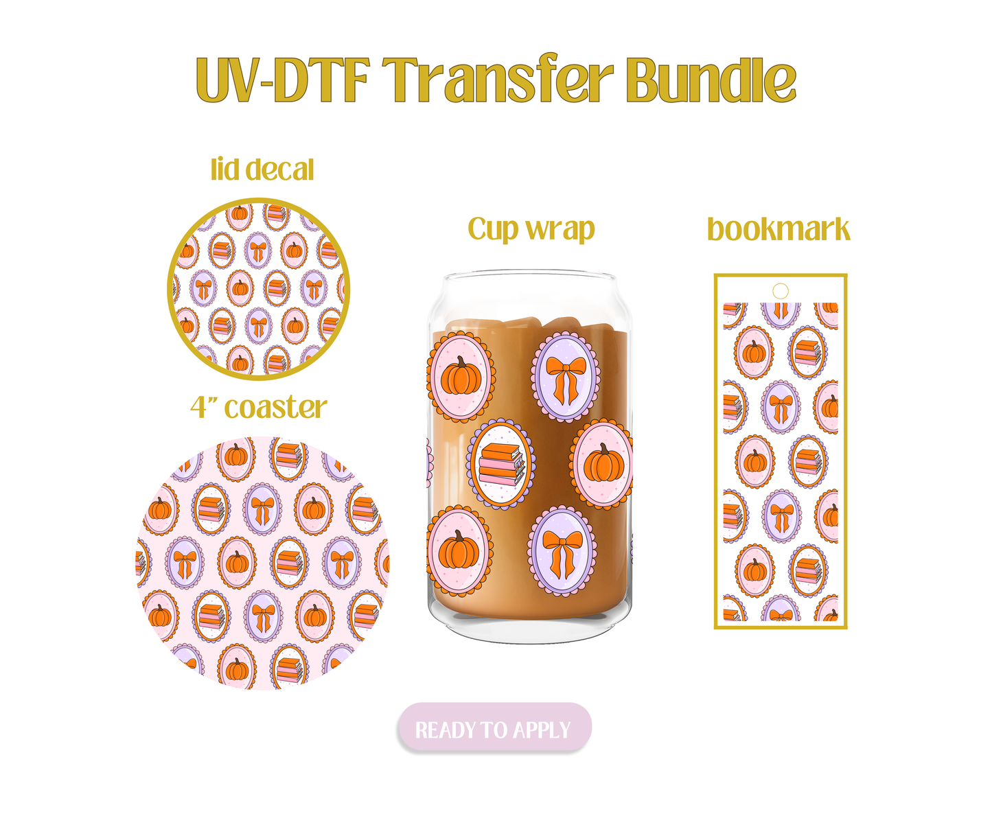 Autumn Bookish Frames UV-DTF Transfer Bundle