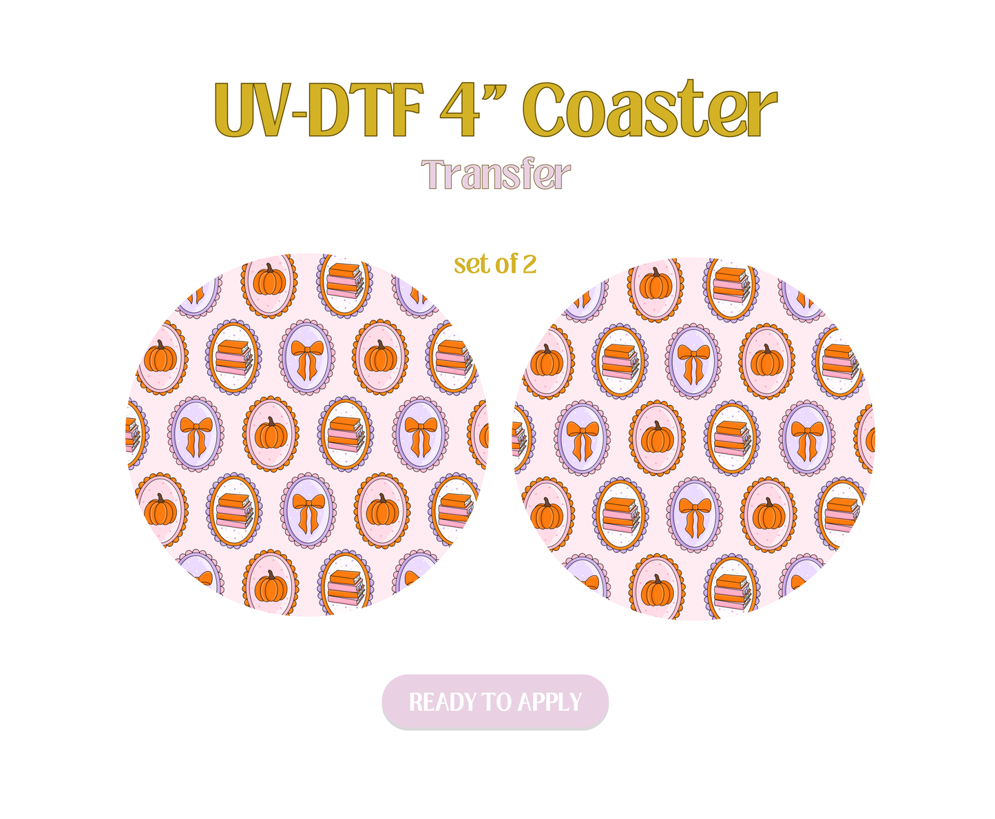 Autumn Bookish Frames UV-DTF 4" Coaster