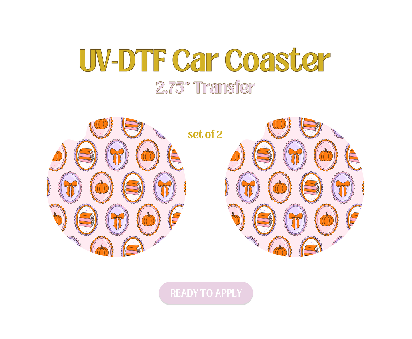 Autumn Bookish Frames UV-DTF Car Coaster