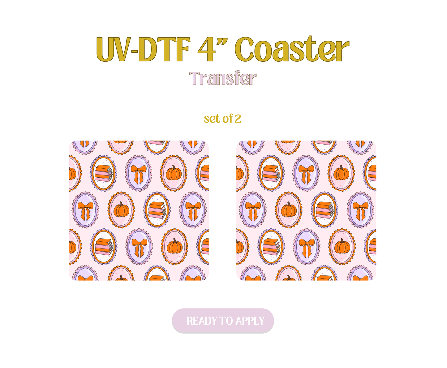 Autumn Bookish Frames UV-DTF 4" Coaster
