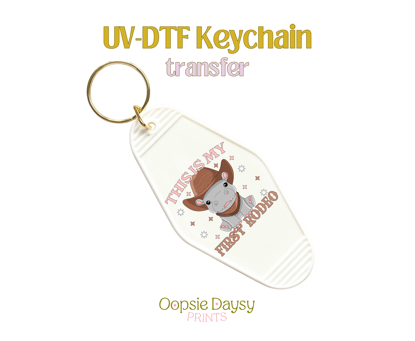 Baby Hippo Rodeo UV-DTF Keychain