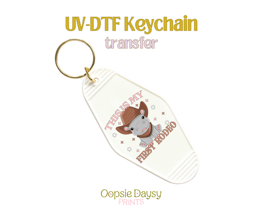 Baby Hippo Rodeo UV-DTF Keychain