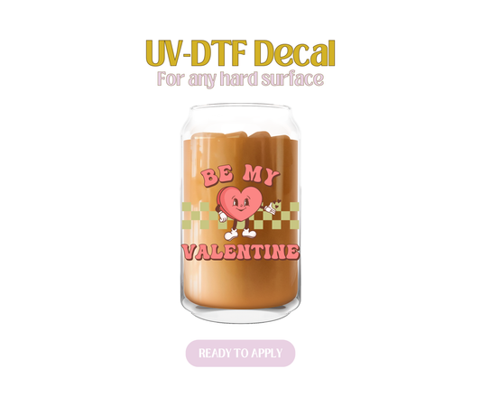 Be My Valentine Green Checkers UV-DTF Decal