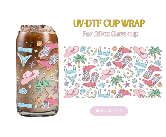 Beachy Cowgirl Things 20oz UV-DTF Wrap