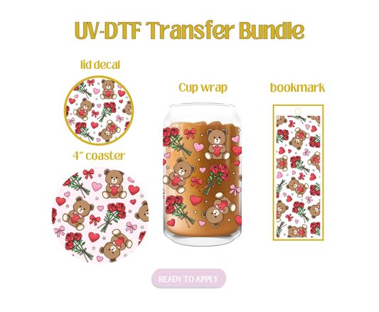 Bear and Roses UV-DTF Transfer Bundle