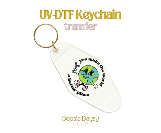 Better Place World Character  UV-DTF Keychain
