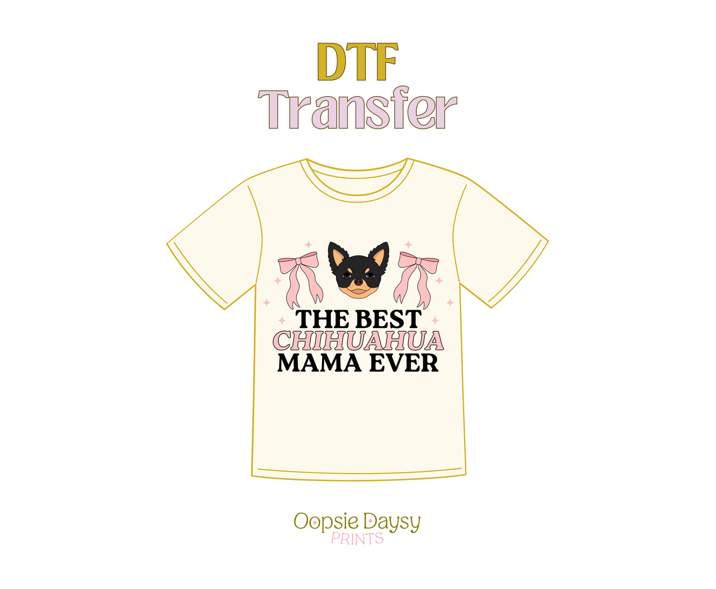 Black and Tan Coquette Chihuahua Mama DTF Transfer