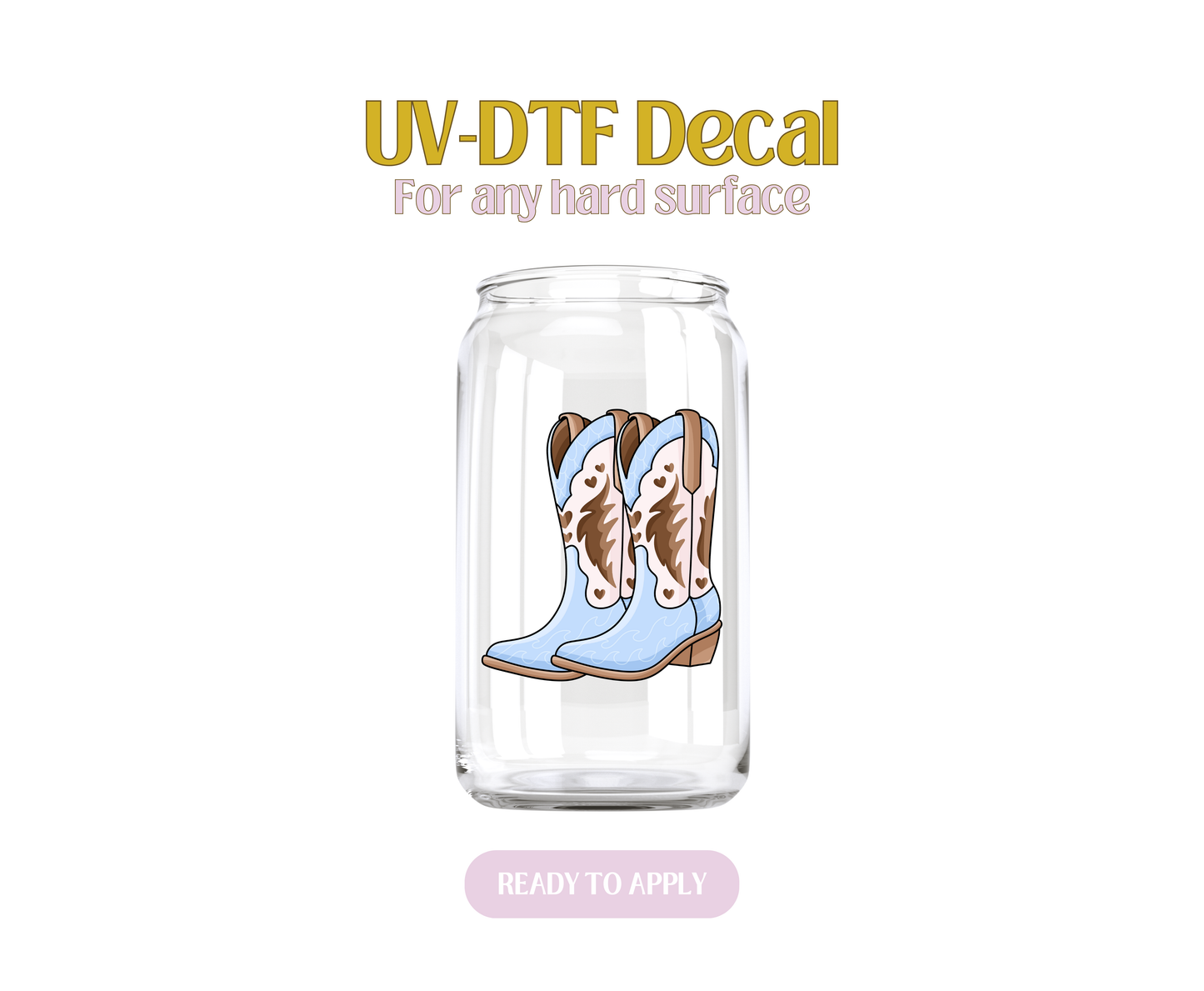 Blue Coastal Cowgirl Boots UV-DTF Decal