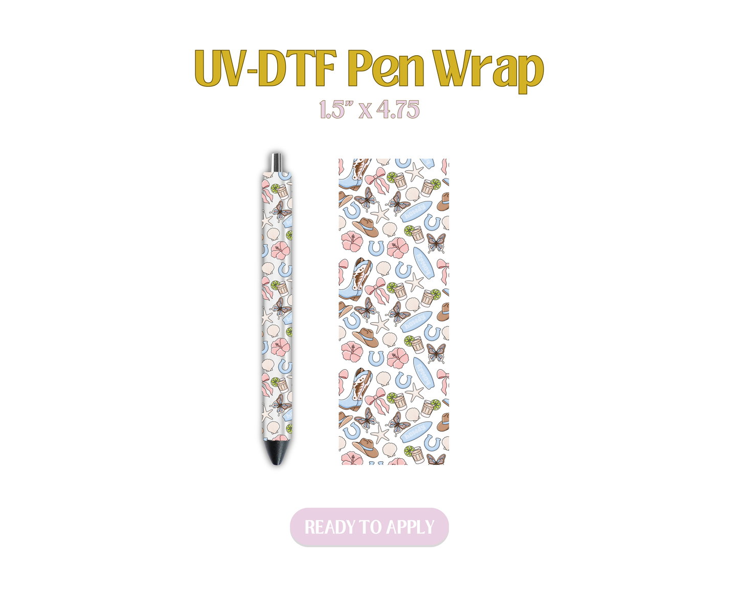 Blue Coastal Cowgirl UV-DTF Pen Wraps