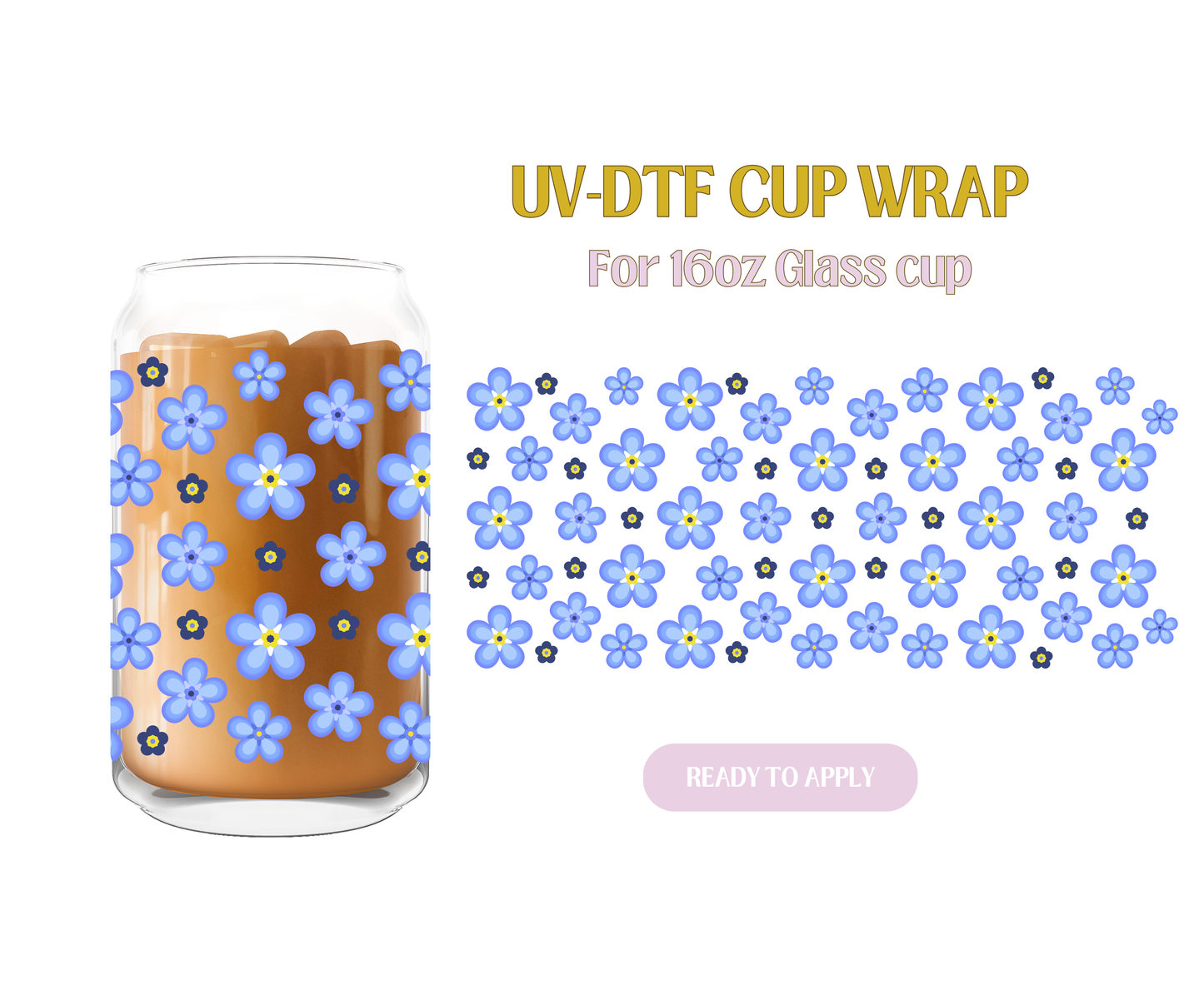 Blue Forget Me Not UV-DTF Wrap