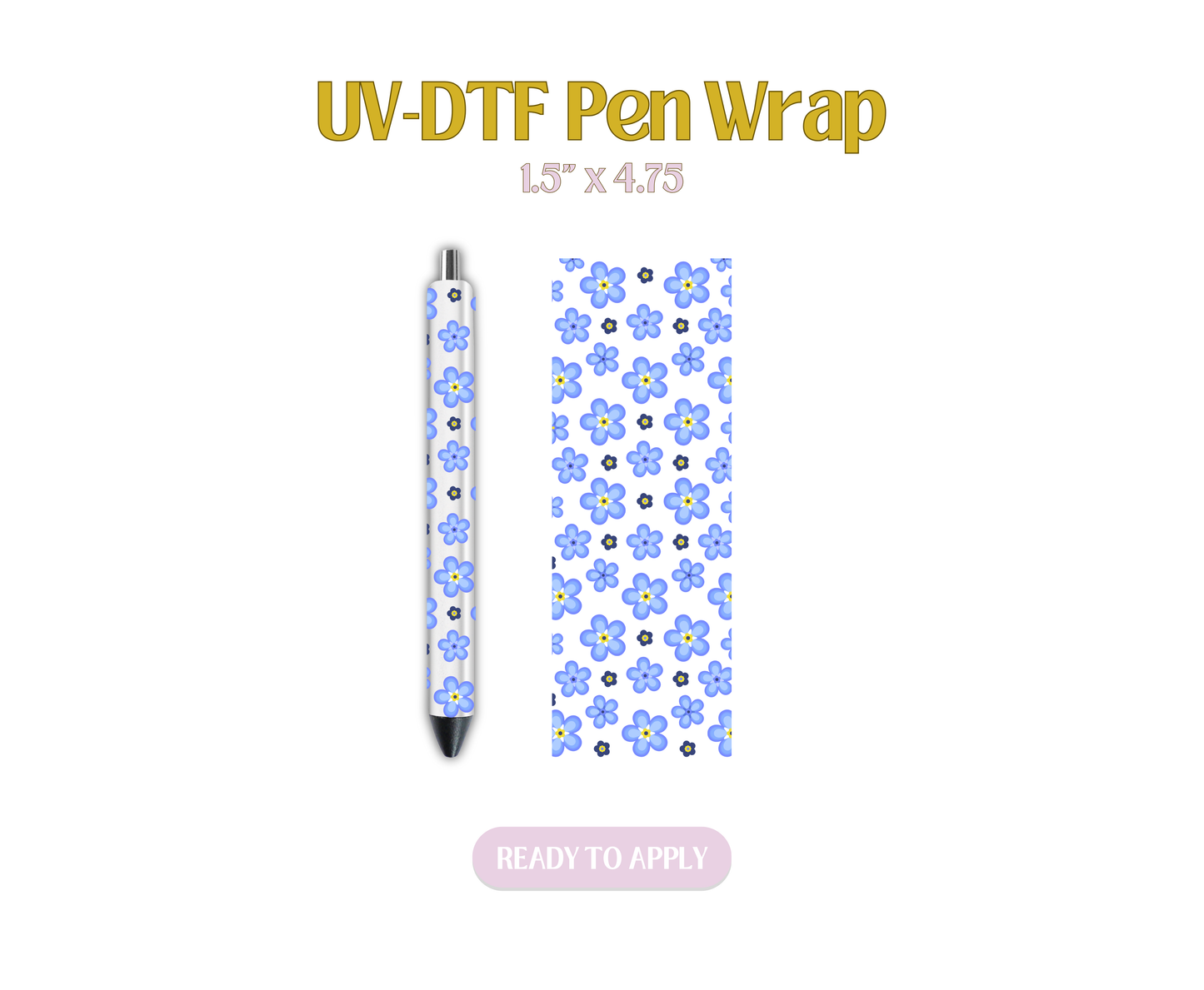Blue Forget Me Not UV-DTF Pen Wraps