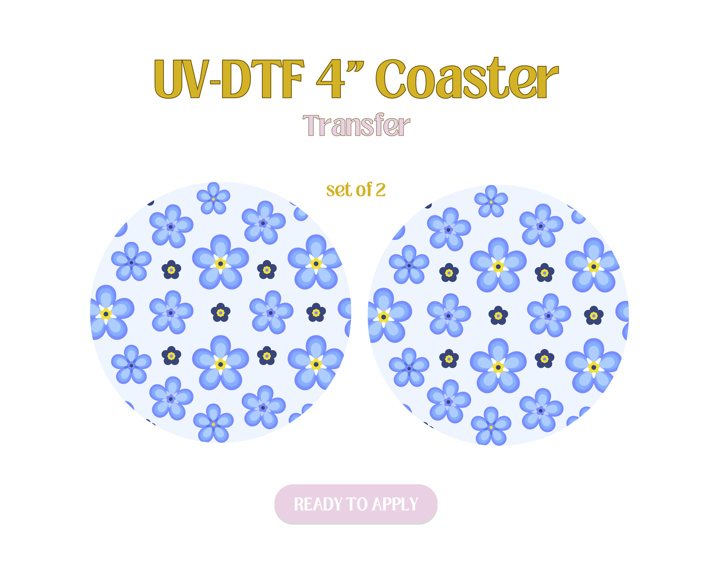 Blue Forget Me Not UV-DTF 4" Coaster