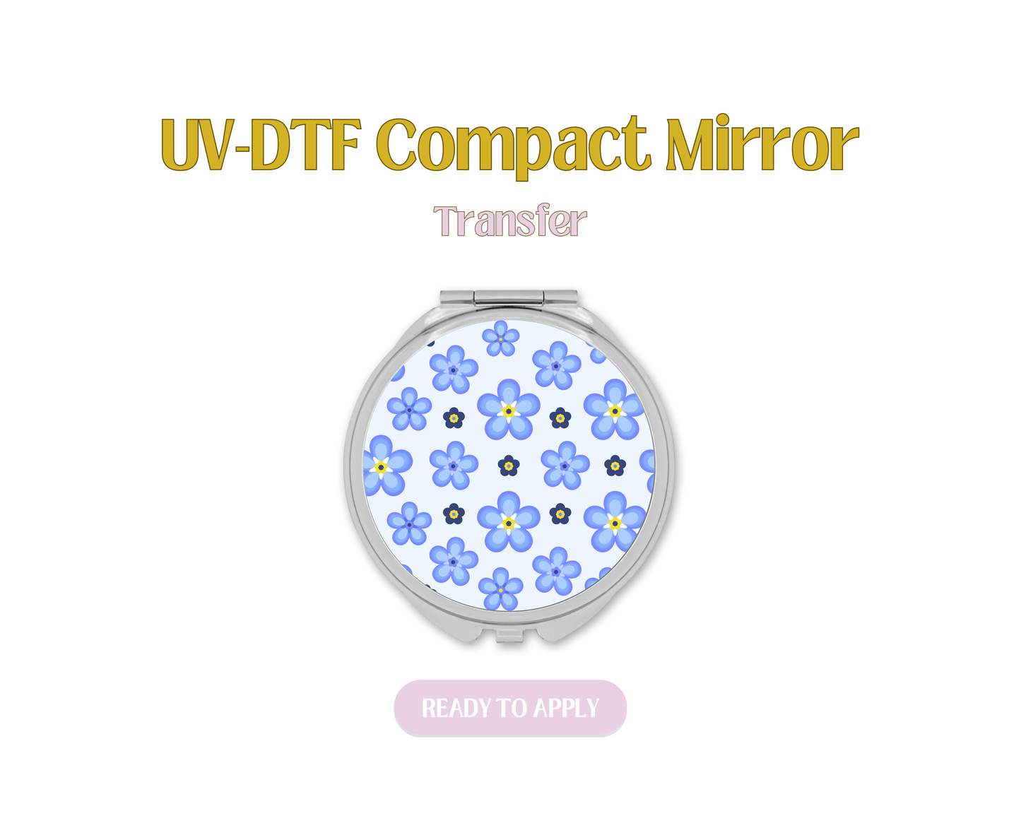 Blue Forget Me Not UV-DTF Compact Mirror