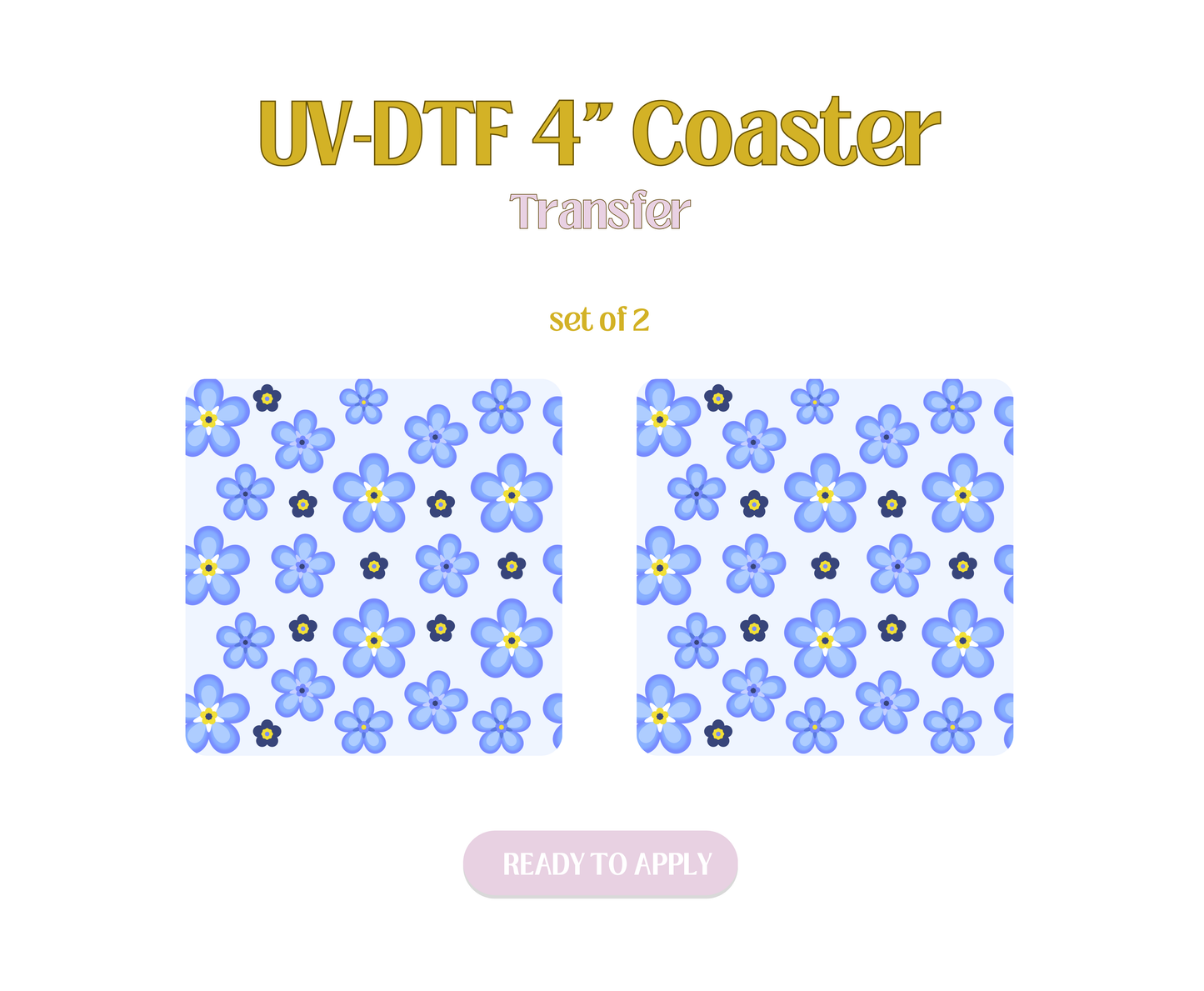 Blue Forget Me Not UV-DTF 4" Coaster