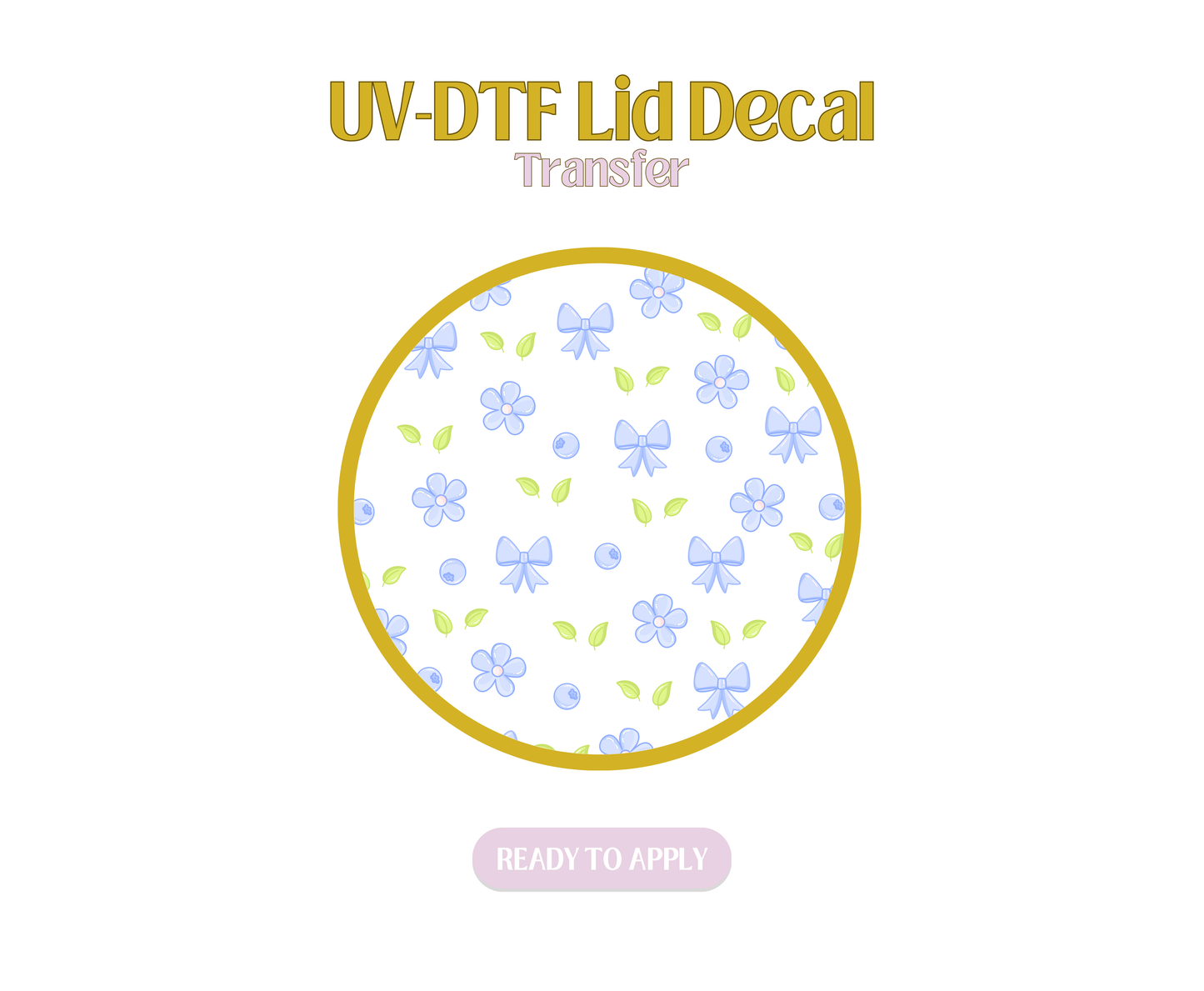 Blueberries Floral UV-DTF Lid Decal