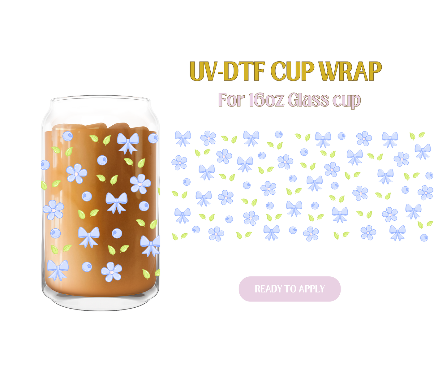 Blueberries Floral UV-DTF Wrap